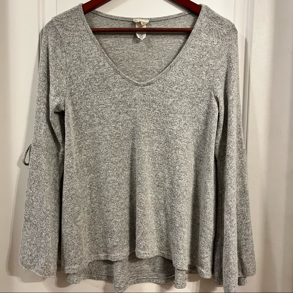 Soft Gray Bell Sleeve Top